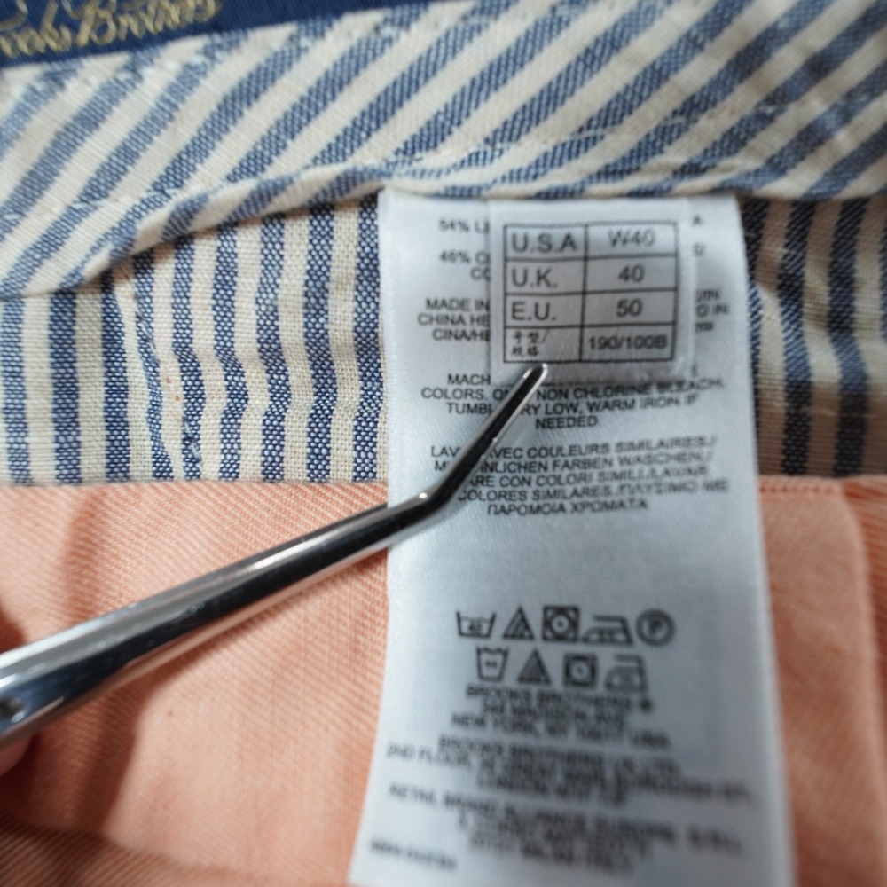 Brooks Brothers Baird McNutt Linen Pants Men 40 Clark Melon Orange Resort Preppy - Picture 11 of 13